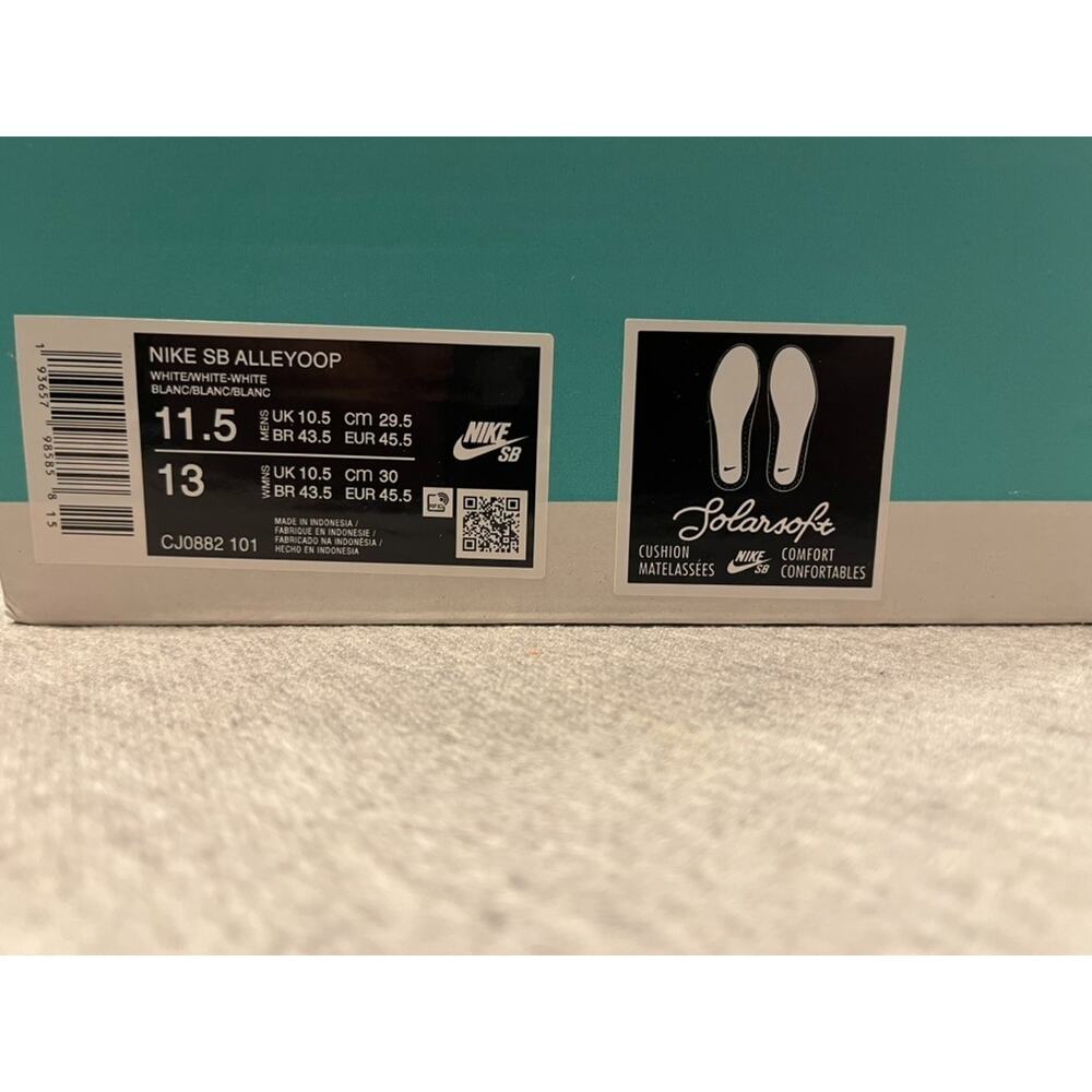 Nike SB Alleyoop White Gray Skateboarding Men's Shoe Size 11.5 CJ0882-101 - Picture 11 of 12
